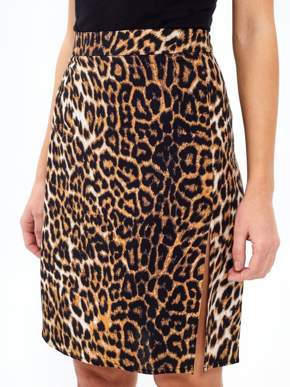 Animal print viscose skirt