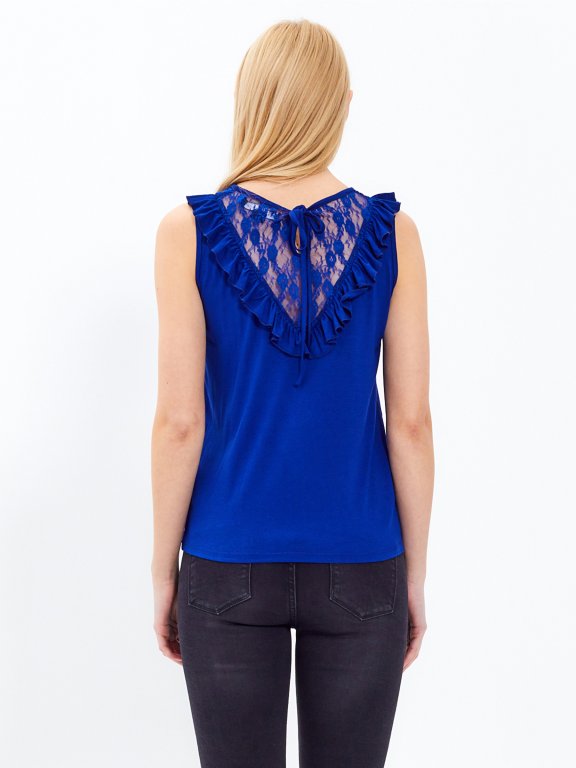 Combined top with ruffle