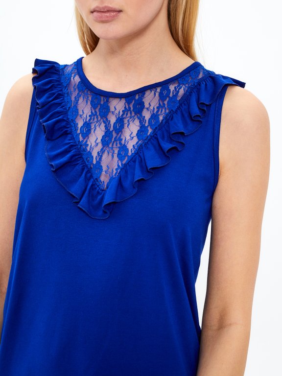 Combined top with ruffle