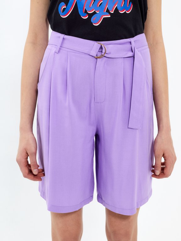 High-waisted belted shorts