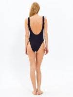 Swimsuit with metallic message print