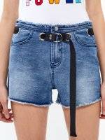 Denim shorts with contrast belt