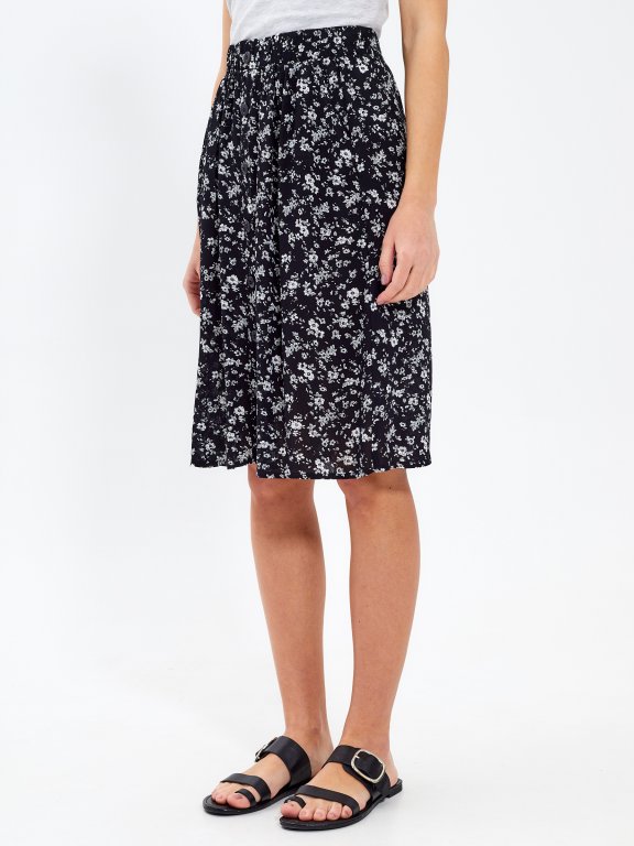 Button down floral print midi skirt