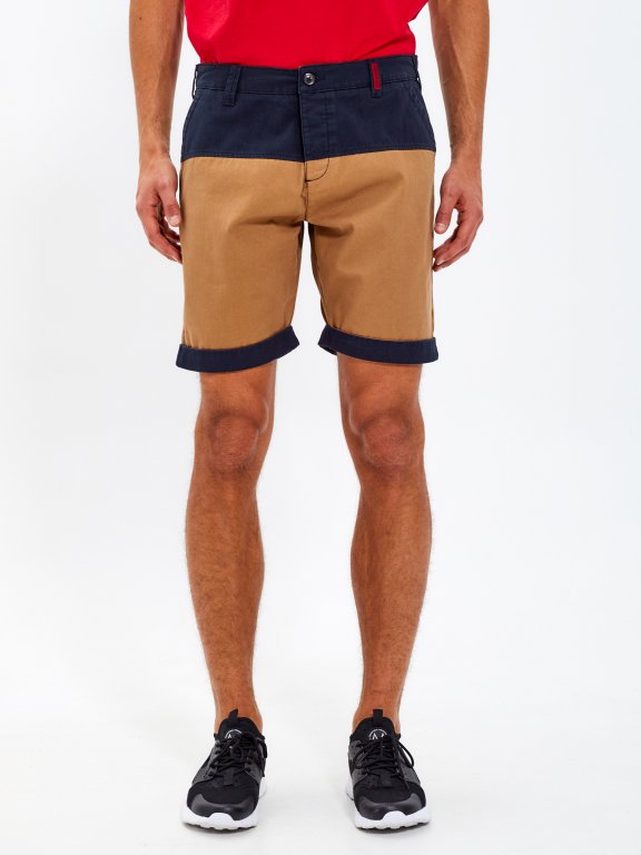 Colour block cotton shorts