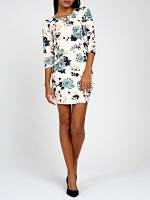 FLORAL PRINT DRESS WITH FRONT LACING