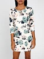 FLORAL PRINT DRESS WITH FRONT LACING