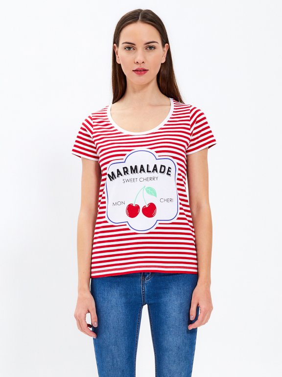 Striped t-shirt with print