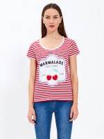 Striped t-shirt with print