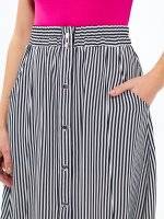 Striped button down midi skirt
