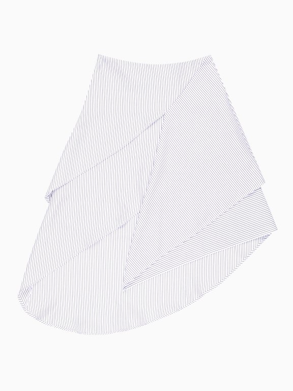 Asymmetric striped midi skirt