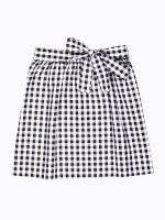 Gingham skirt with decorative bow