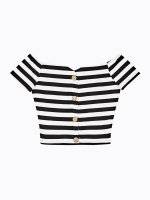 Striped crop top with buttons