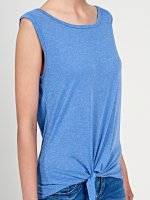 Knot front tank top in linen blend