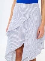 Asymmetric striped midi skirt