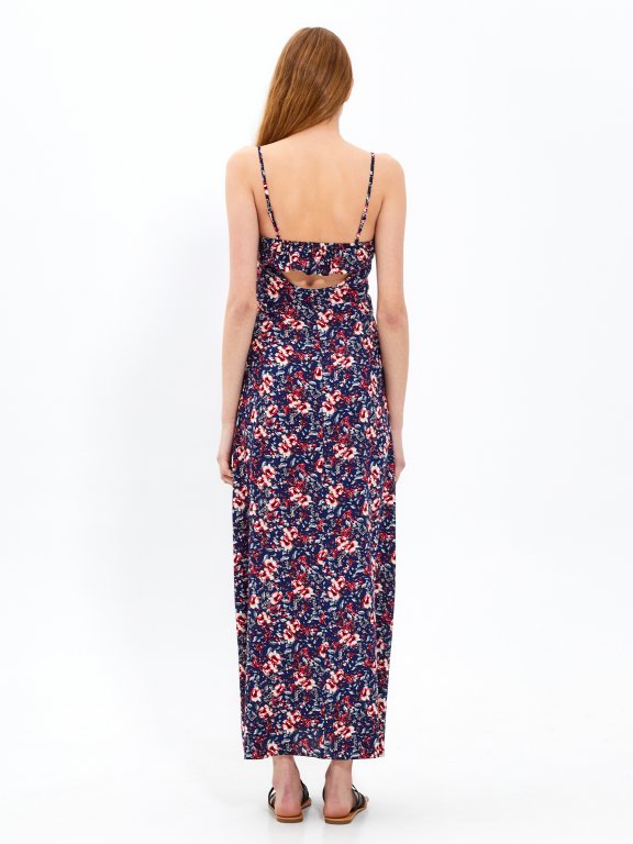 Długa sukienka z nadrukiem kwiatowym