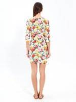 Floral print bodycon dress with front lacing