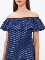 Off-the-shoulder polka dot dress with ruffle