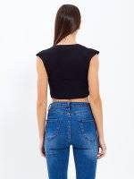 Lace-up crop top with ruffle