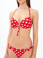 Polka dot bikini bottom with ruffle detail