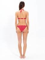 Polka dot bikini bottom with ruffle detail