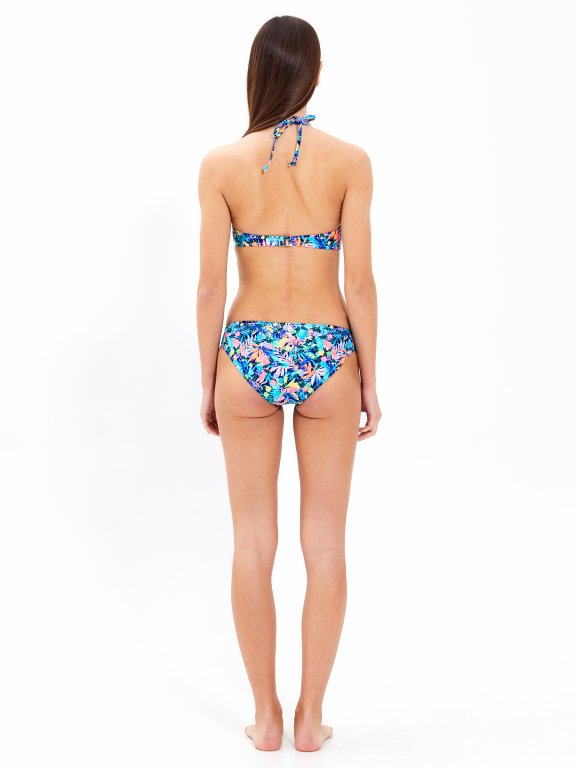 Floral print bandeau bikini top