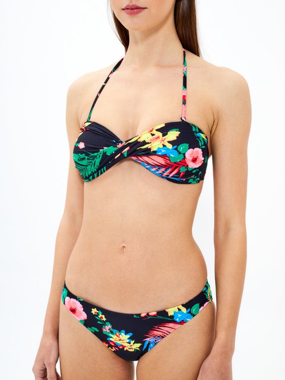 Strój kąpielowy Bandeau Bikini z nadrukiem kwiatowym - góra