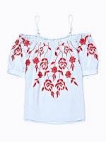 Embroidered off-the-shoulder top