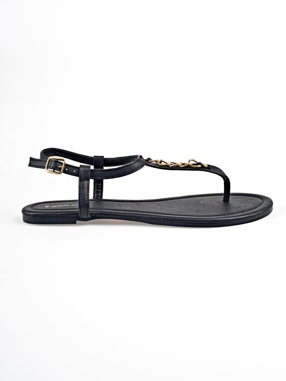 Chain detail flat sandals