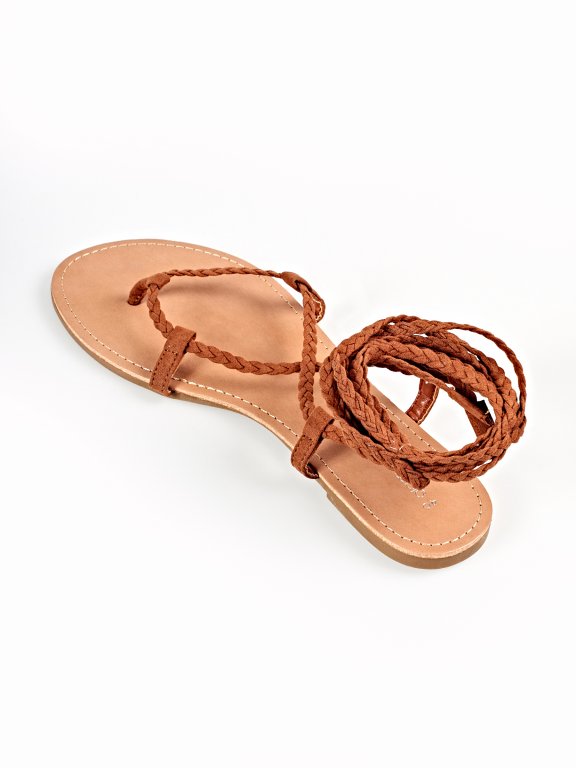 Braided lace-up sandals