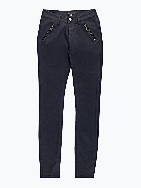 Stretch skinny trousers with zippers