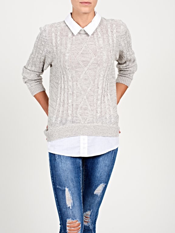 Layered cable-knit sweater