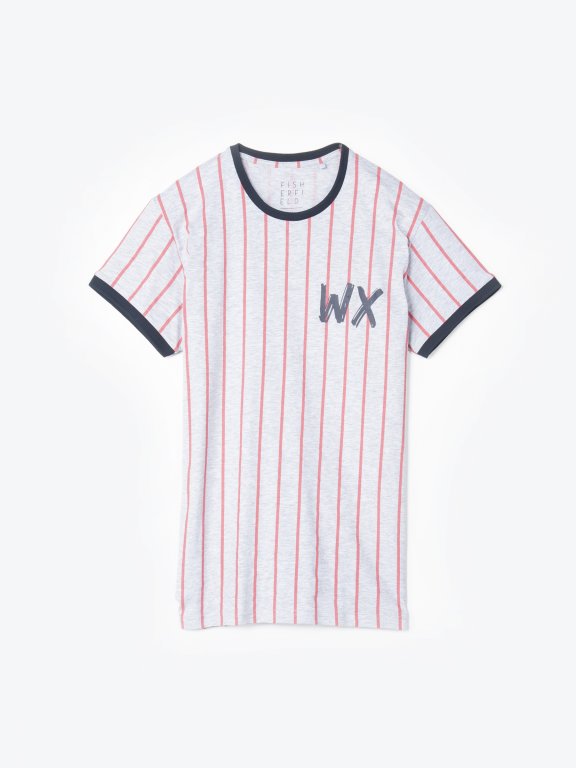 Striped t-shirt with contrast trims