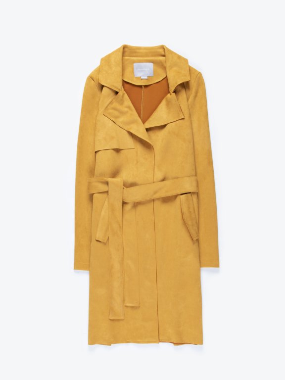 Faux suede trenchcoat