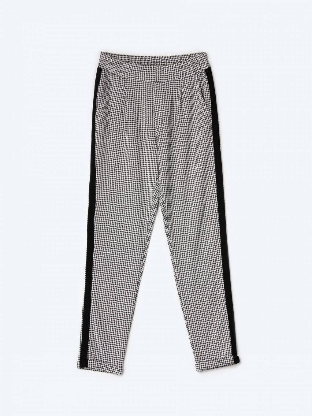 Taped houndstooth carrot fit trousers