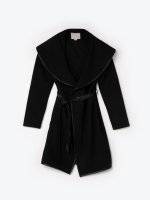 Robe coat with faux leather belt