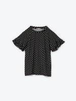 Polka dot print t-shirt with ruffles