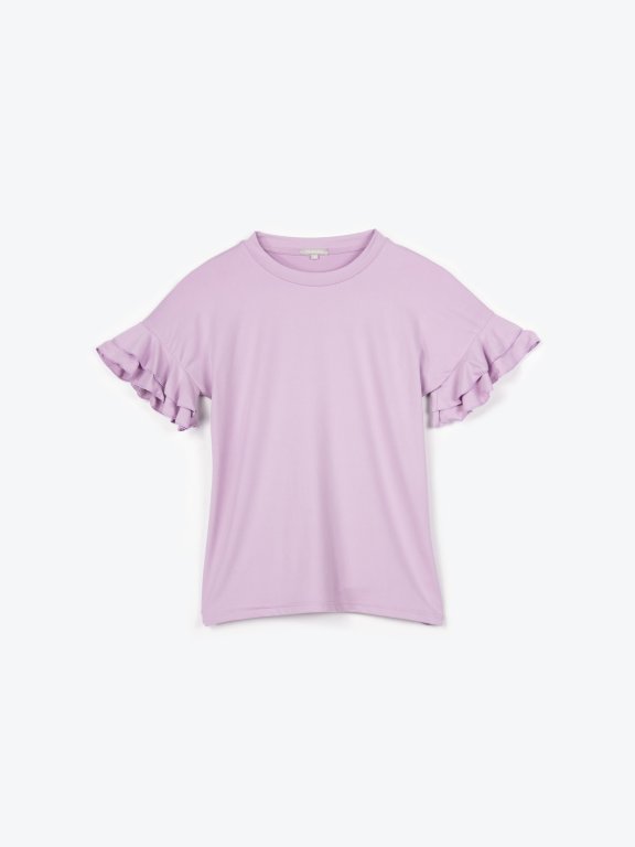 T-shirt with ruffle sleeves