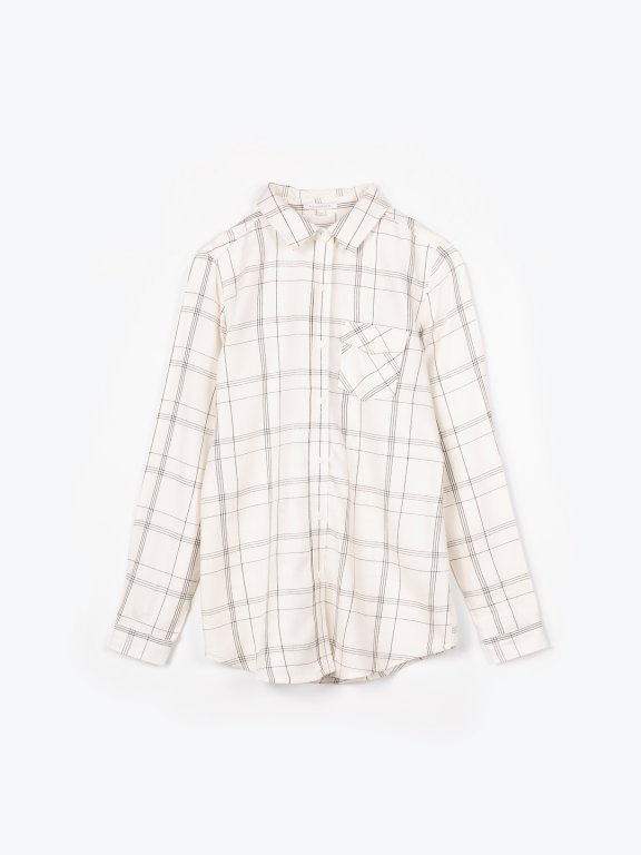 Plaid viscose shirt with message print on back