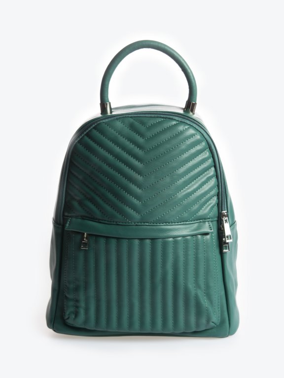 Faux leather quilted backpack