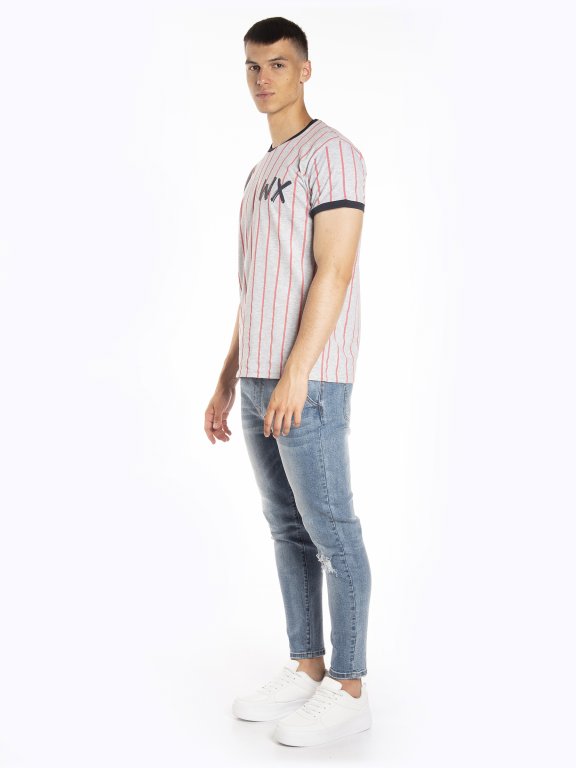 Striped t-shirt with contrast trims