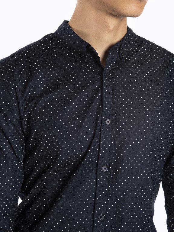 Polka dot print slim fit shirt with elbow patches
