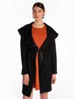 Robe coat with faux leather belt
