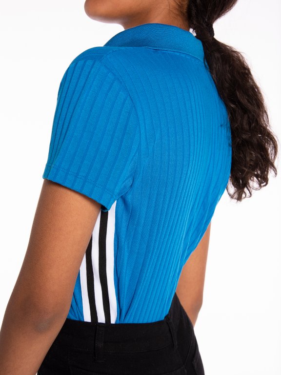 Ribbed polo shirt with side stripes
