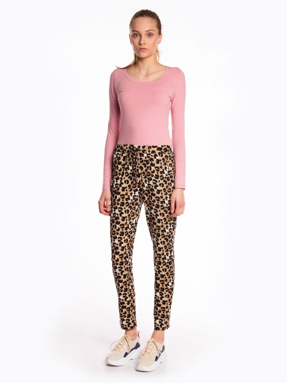 Strečové kalhoty s leopardím potiskem