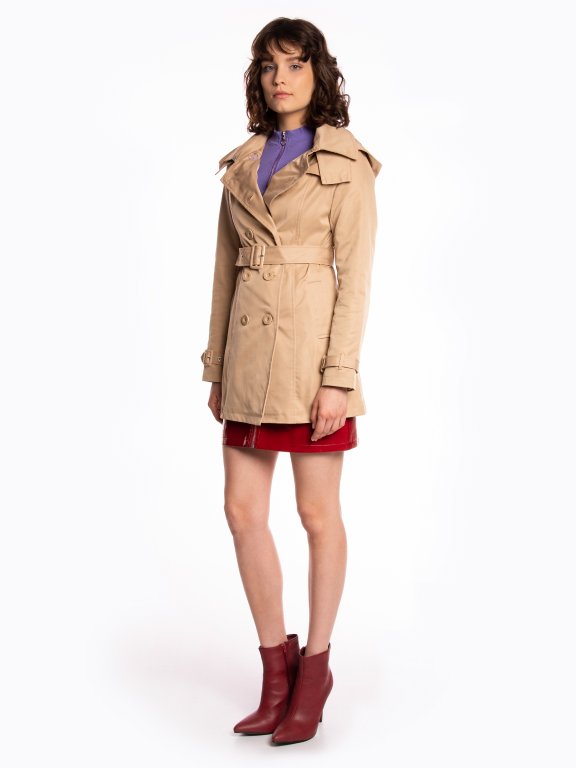 Trench coat with hood