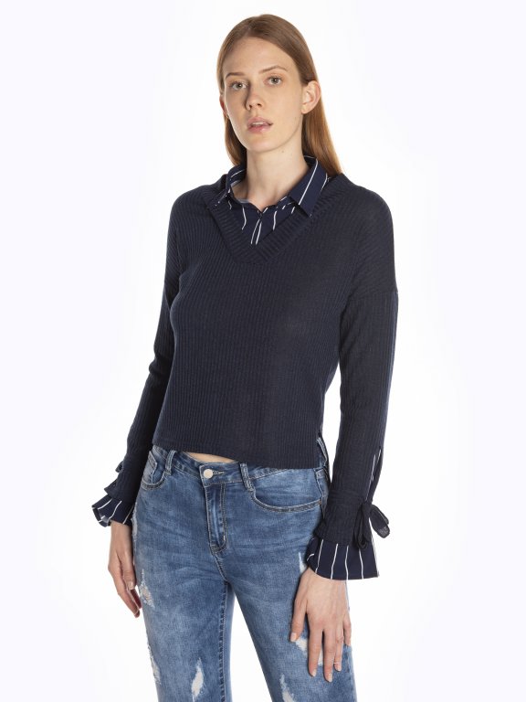 Pullover with shirt details