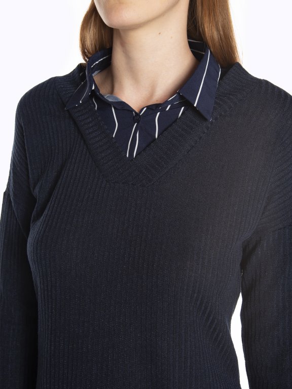 Sweter z koszulową wstawką