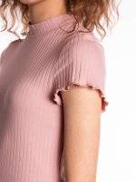 Ribbed dress with hight neck