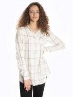 Plaid viscose shirt with message print on back