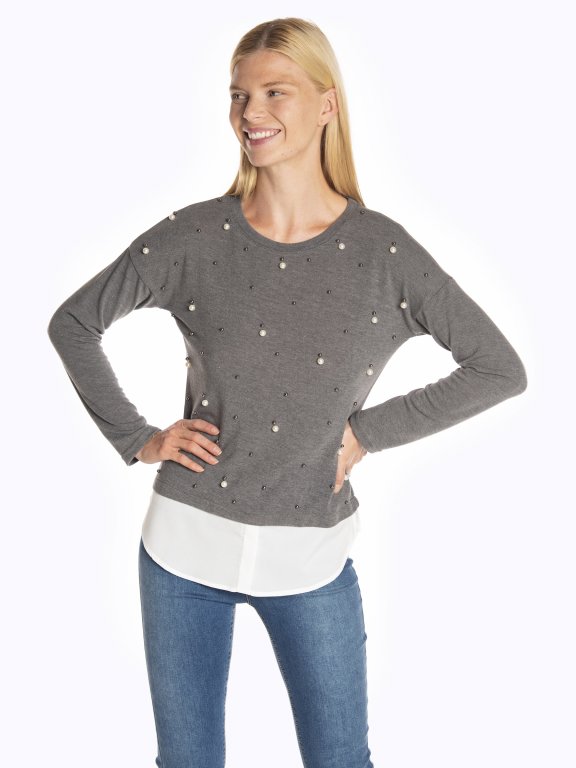 Combined jumper with pearls